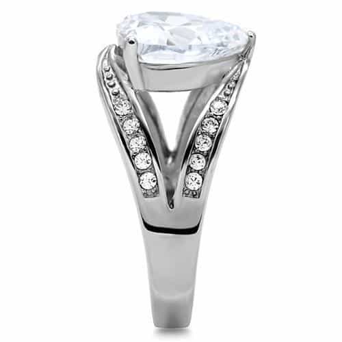 Stainless Steel CZ Heart Solitaire Split Shank Ring view 5