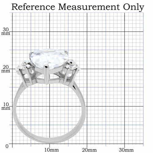 Stainless Steel CZ Oval Three Stone Round Sides Ring view 7