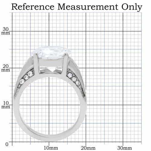 Stainless Steel CZ Large Round Solitaire Split Shank Pave Ring view 7