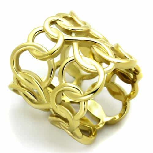 Stainless Steel Gold Chain Link Lattice Ring view 1