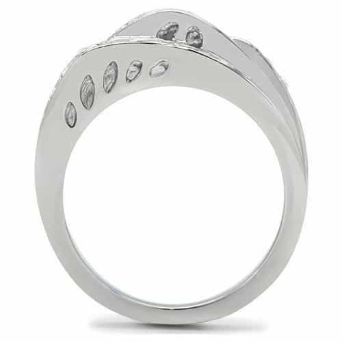 Stainless Steel CZ Multi Row Channel Eternity Band Ring view 4