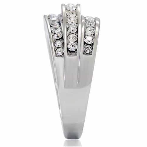 Stainless Steel CZ Multi Row Channel Eternity Band Ring view 10