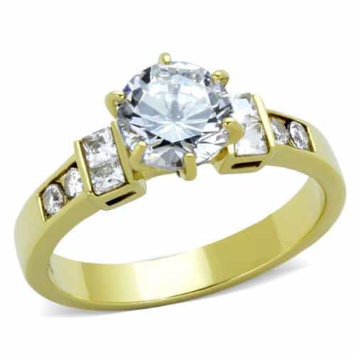 Stainless Steel CZ Round Channel Gold Ring view 5
