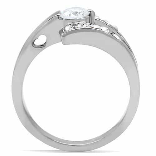 Stainless Steel CZ Round Halo Channel Bridal Set Ring view 4