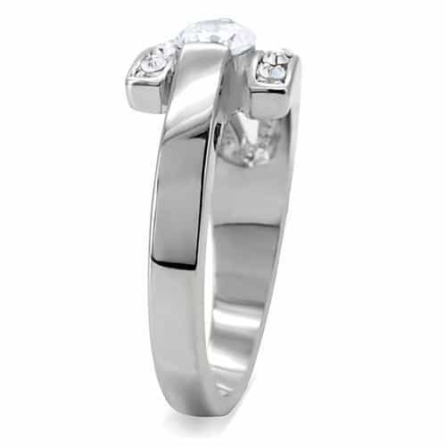 Stainless Steel CZ Round Halo Channel Bridal Set Ring view 12
