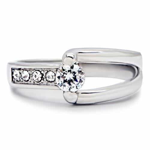 Stainless Steel CZ Round Tension Style Channel Band Ring view 9