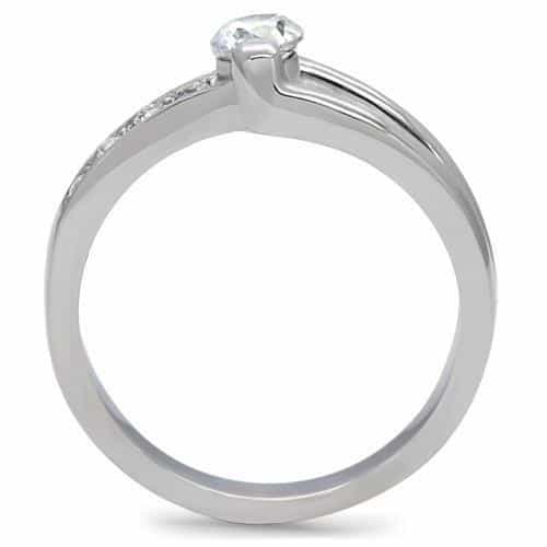 Stainless Steel CZ Round Tension Style Channel Band Ring view 10
