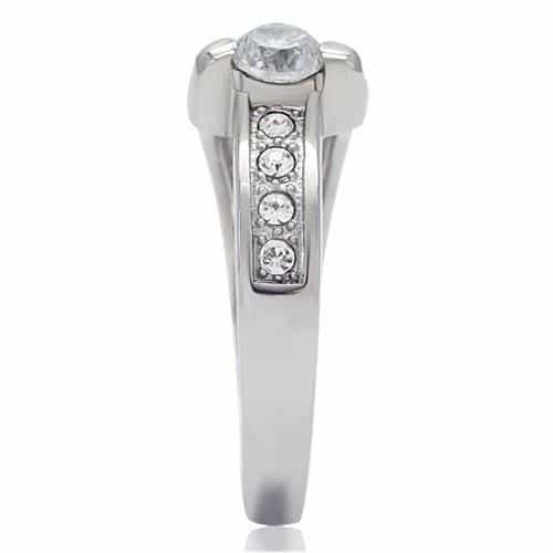 Stainless Steel CZ Round Tension Style Channel Band Ring view 11