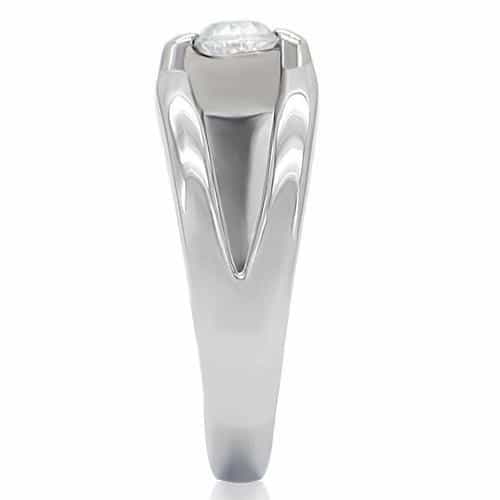 Stainless Steel CZ Round Tension Style Channel Band Ring view 6