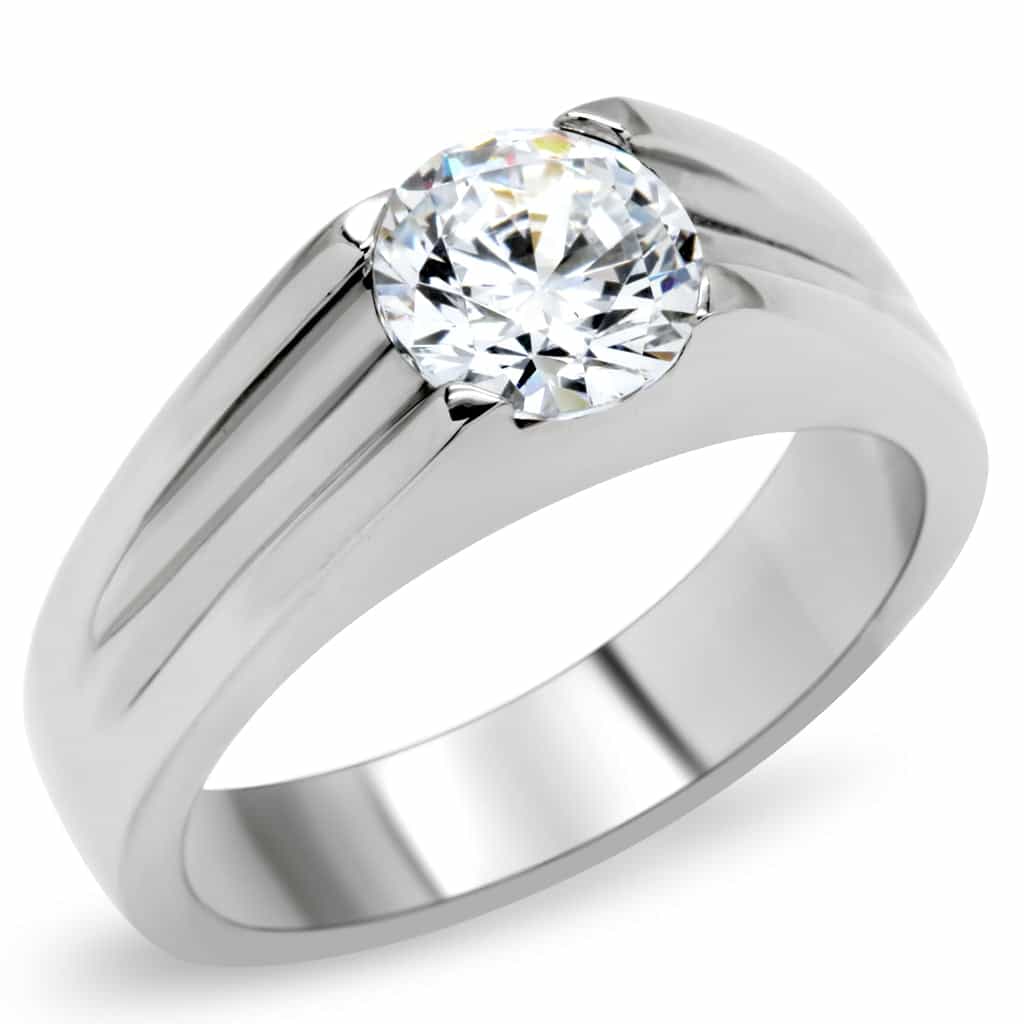 Stainless Steel Round Ribbed Wide Ring | The Stainless Jewelry view 1