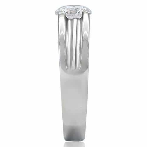 Stainless Steel Round Ribbed Wide Ring | The Stainless Jewelry view 5