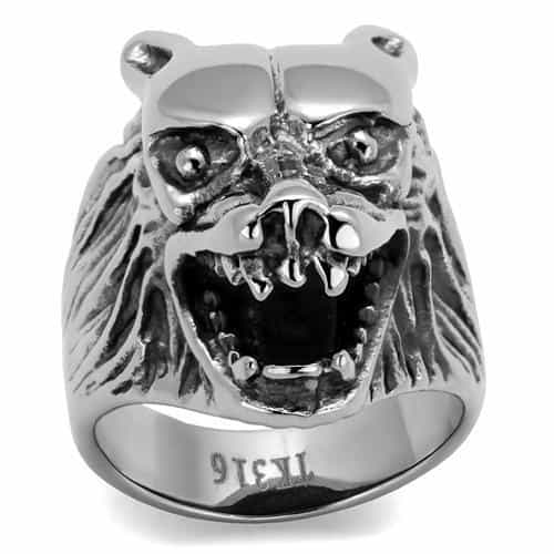 Stainless Steel Lion Beast Head Gothic Ring view 1