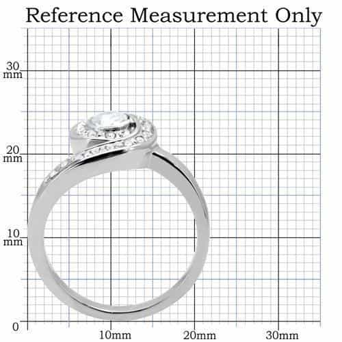Stainless Steel CZ Round Bezel Swirl Bypass Ring view 7