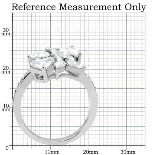 Stainless Steel CZ Marquise Triangle Pinwheel Cluster Ring view 2
