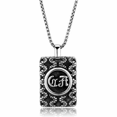 Stainless Steel Monogram Initial Square Pendant Necklace view 1