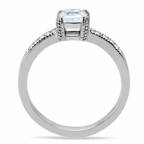 Stainless Steel CZ Princess Solitaire Channel Band Ring view 9