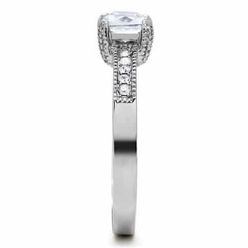 Stainless Steel CZ Princess Solitaire Channel Band Ring view 10