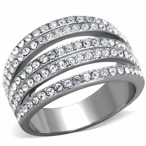 Stainless Steel Multi-Row Striped Band Ring view 1