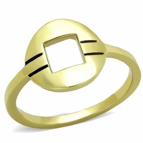 Stainless Steel Gold IP Square Geo Ring | The Stainless Jewelry view 1