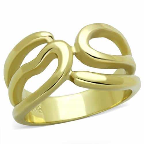 Stainless Steel Gold IP Interlocking Loop Open Ring view 5
