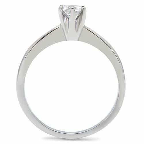 Stainless Steel CZ Round Six Prong Solitaire Slim Ring view 9