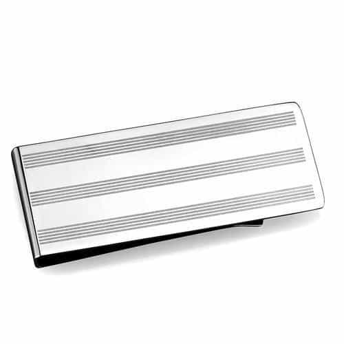 Stainless Steel Diamond Grid Pattern Money Clip view 1