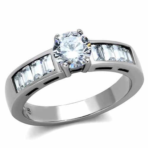 Stainless Steel Solitaire Eternity Band Ring view 1