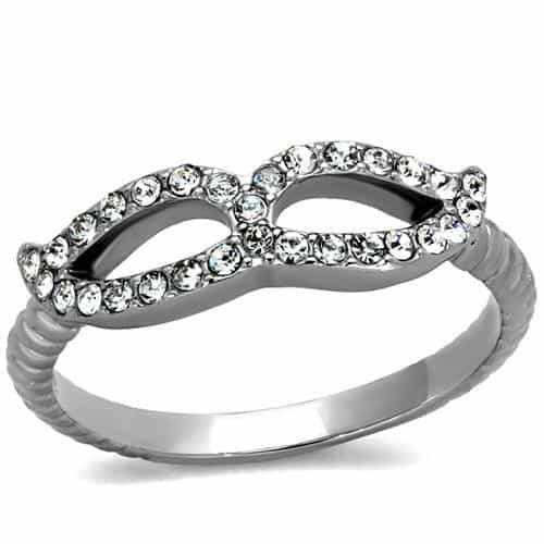 Stainless Steel CZ Infinity Figure Eight Pave Twisted Ring view 1