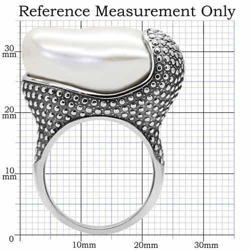 Stainless Steel Large Pearl Dome Dotted Bezel Cocktail Ring view 2