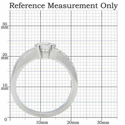 Stainless Steel CZ Round Bezel Princess Channel Ring view 7