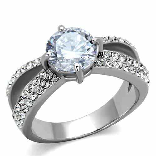 Stainless Steel Round Micro Pavé Ring | The Stainless Jewelry view 1