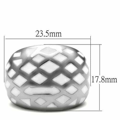 Stainless Steel White Lattice Grid Dome Cocktail Ring view 7
