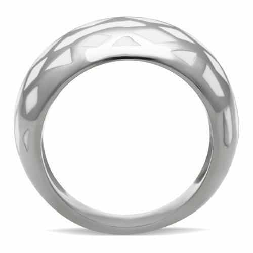 Stainless Steel White Lattice Grid Dome Cocktail Ring view 9