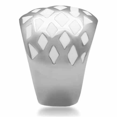 Stainless Steel White Lattice Grid Dome Cocktail Ring view 10