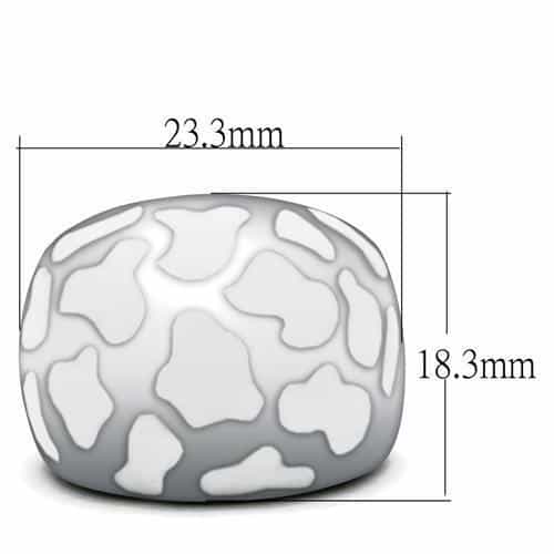 Stainless Steel White Enamel Abstract Cloud Dome Ring view 7