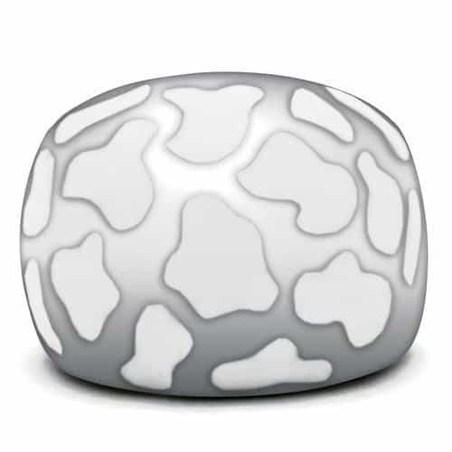 Stainless Steel White Enamel Abstract Cloud Dome Ring view 3