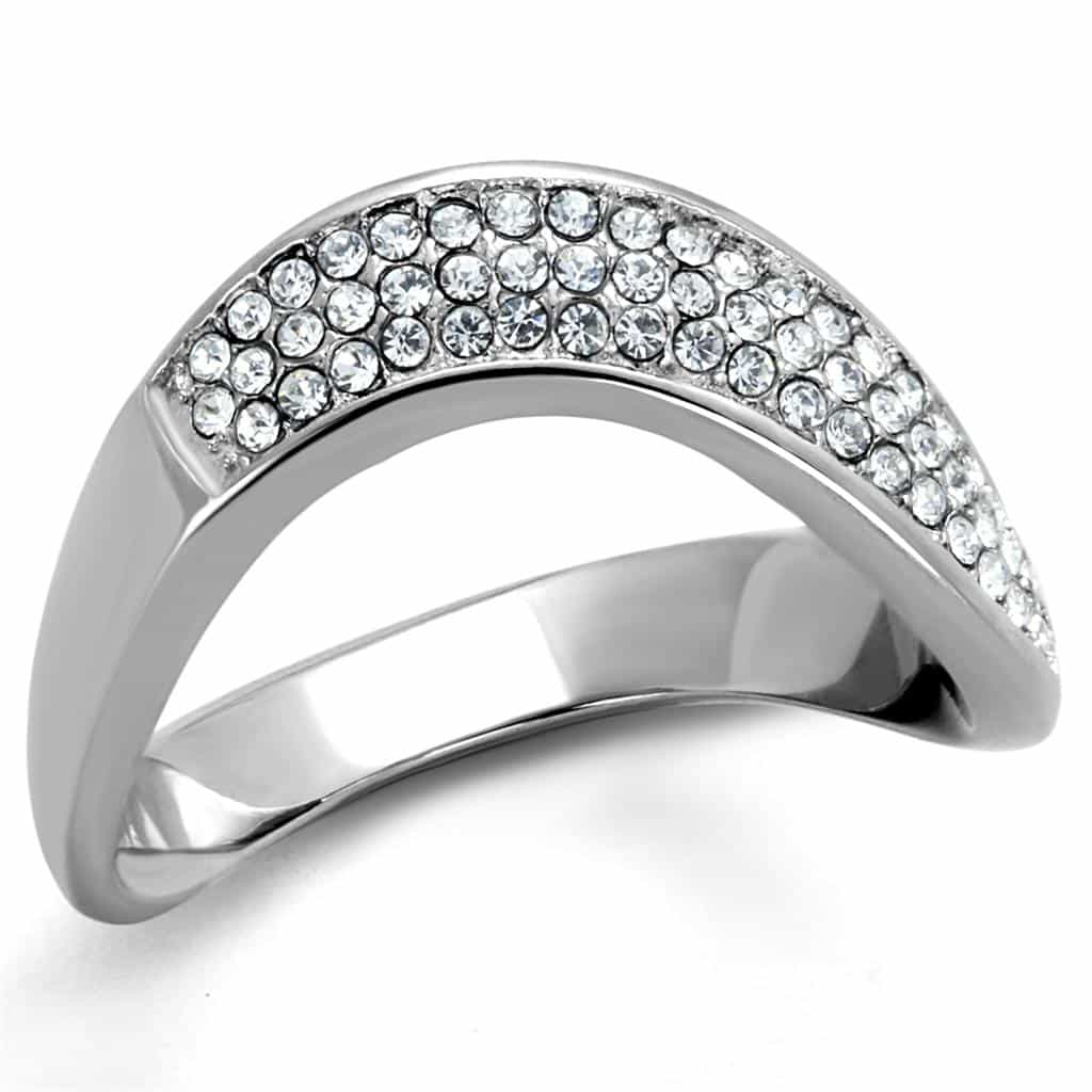 Stainless Steel CZ Pave Arch Dome Wide Band Ring view 5