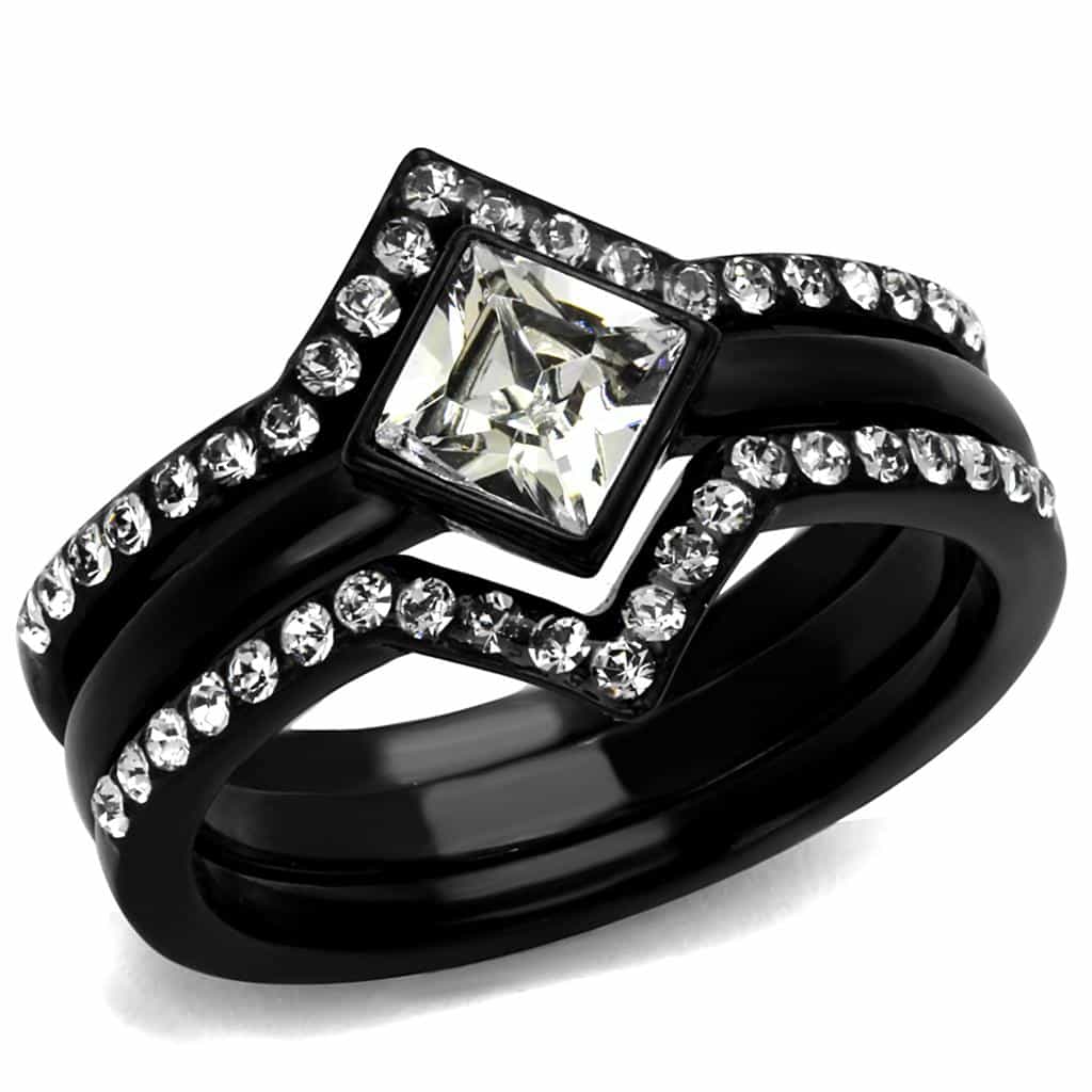 Stainless Steel Chevron Double Ring | The Stainless Jewelry view 1