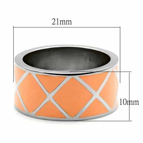 Stainless Steel Peach Orange Enamel Geometric Wide Band Ring view 6