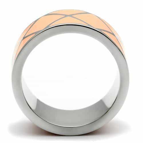 Stainless Steel Peach Orange Enamel Geometric Wide Band Ring view 3