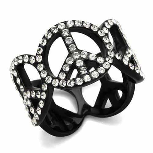 Stainless Steel Black IP CZ Celtic Knot Cutout Wide Ring view 1