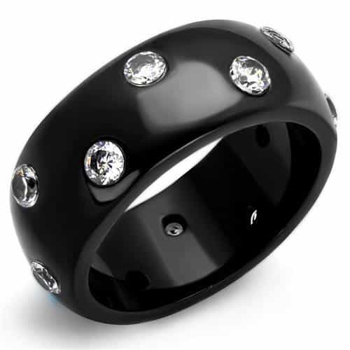 Stainless Steel Black IP CZ Scatter Ring | The Stainless Jewelry view 5