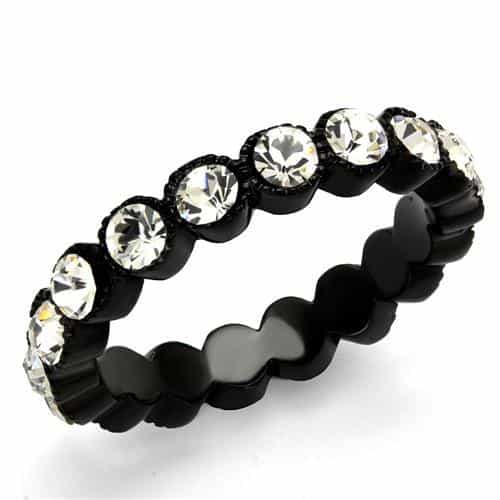Stainless Steel Black IP CZ Bezel Round Eternity Band Ring view 5