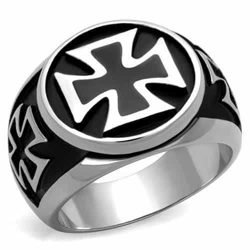 Stainless Steel Iron Cross Shield Ring | The Stainless Jewelry view 1
