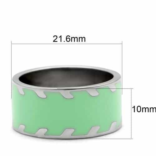 Stainless Steel Mint Green Enamel Abstract Wide Band Ring view 7