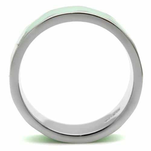 Stainless Steel Mint Green Enamel Abstract Wide Band Ring view 4