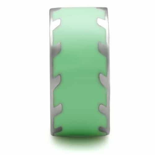 Stainless Steel Mint Green Enamel Abstract Wide Band Ring view 10