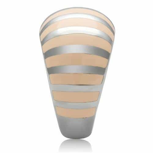 Stainless Steel Rose Gold Stripe Ribbed Wide Dome Ring view 10