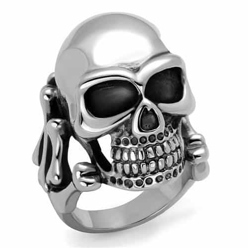 Stainless Steel Skull Grinning Dome Ring | The Stainless Jewelry view 1