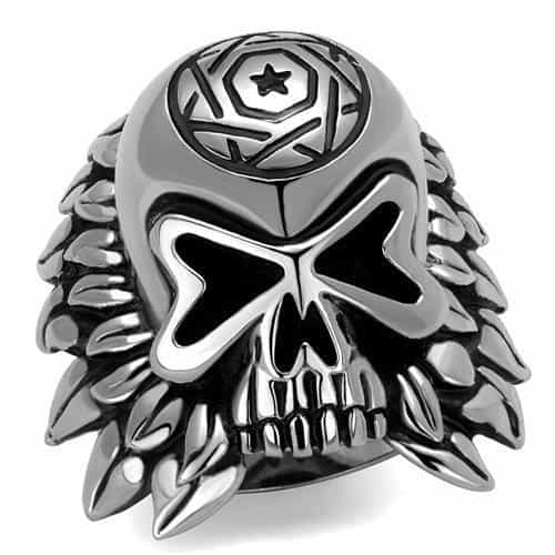 Stainless Steel Skull Military Shield Wings Cross Ring view 1
